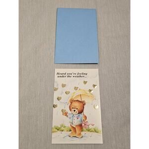 Get Well Soon - Bear And Hearts Greeting Card - P.S. Greetings VTG Unused Card